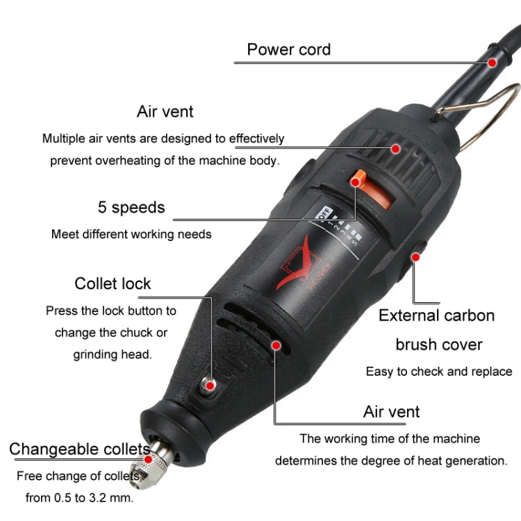 VICOVER Small Adjustable Speed Electrical Grinder Set Jade Carving Pen Polishing Tool EU Plug, Model: Standard Model - Abrasive Tools & Accessories by VICOVER | Online Shopping South Africa | PMc TechLife | Buy Now Pay Later Mobicred