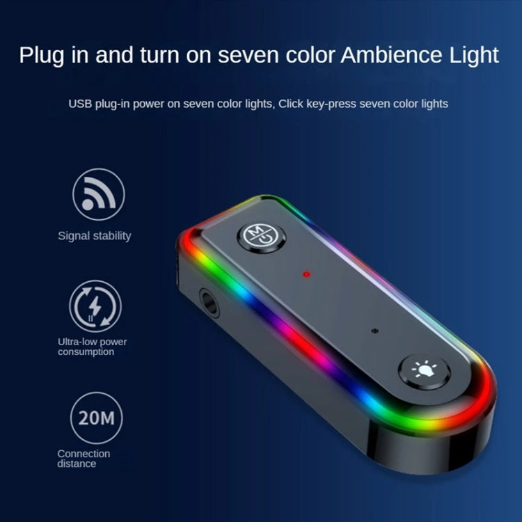 Q3 2-in-1 RGB Light Bluetooth Audio Receiver Launcher Car Audio Adapter - free shipping - PMC TechLife - Order now!