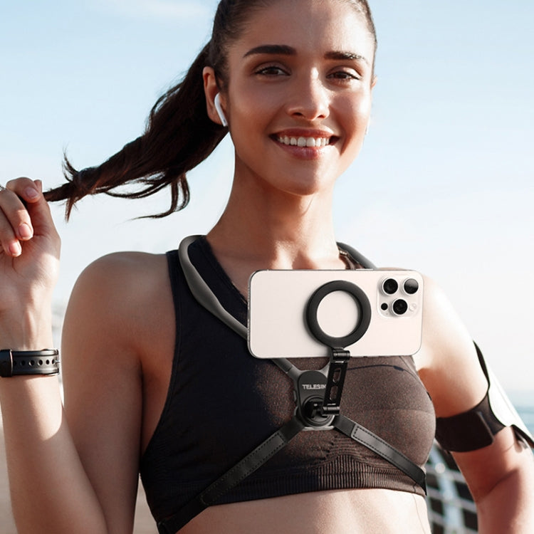 TELESIN MNM-002 Magsafe Magnetic Suction Mobile Phone Hanging Neck POV Viewing Angle Lazy Stand(Sky Blue) - free shipping - PMC TechLife - Order now!