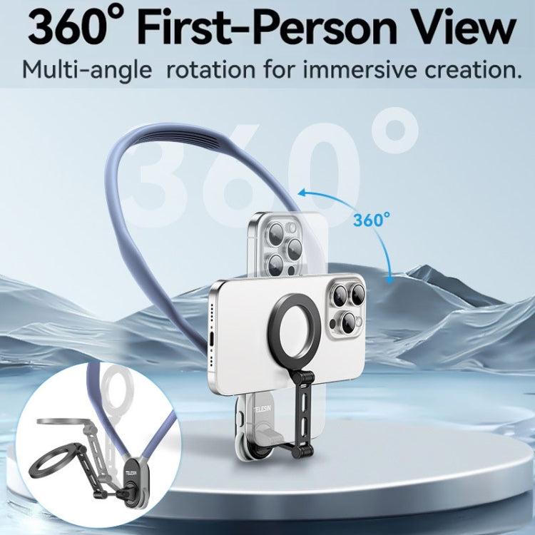 TELESIN MNM-002 Magsafe Magnetic Suction Mobile Phone Hanging Neck POV Viewing Angle Lazy Stand(Sky Blue) - free shipping - PMC TechLife - Order now!