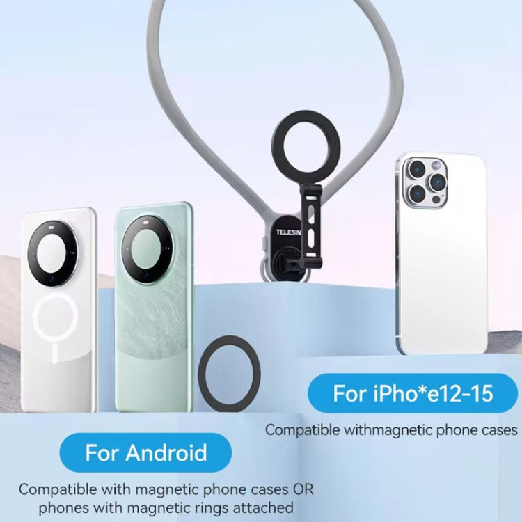 TELESIN MNM-002 Magsafe Magnetic Suction Mobile Phone Hanging Neck POV Viewing Angle Lazy Stand(Sky Blue) - free shipping - PMC TechLife - Order now!
