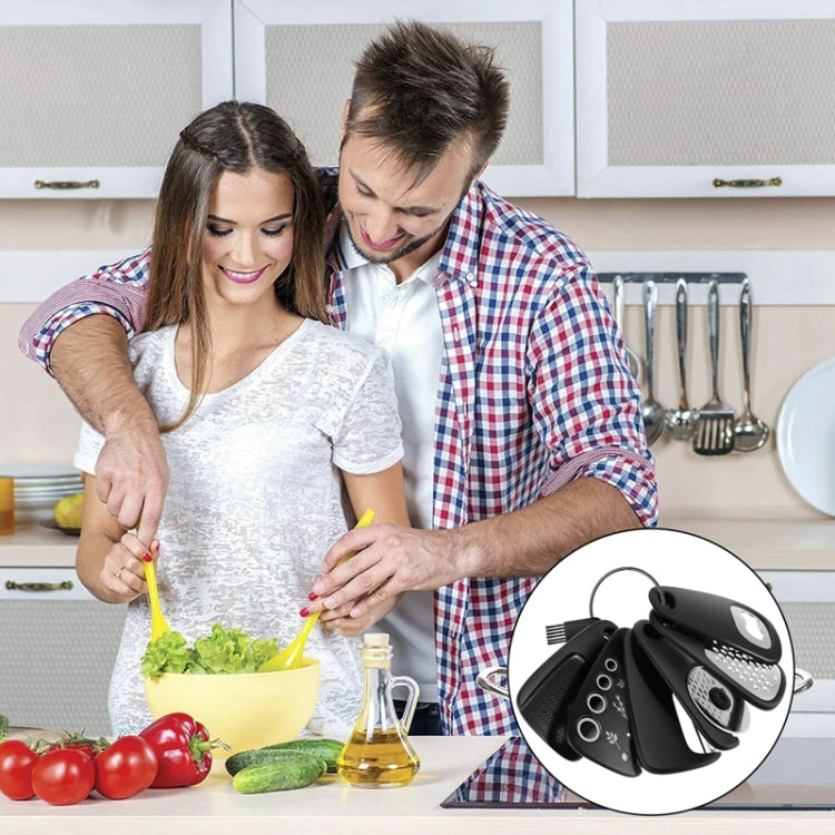 6 In 1 Stackable Kitchen Gadgets Melon Peeler Herb Chopper Garlic Grater Can Opener Pizza Cutter(Black) - free shipping - PMC TechLife - Order now!