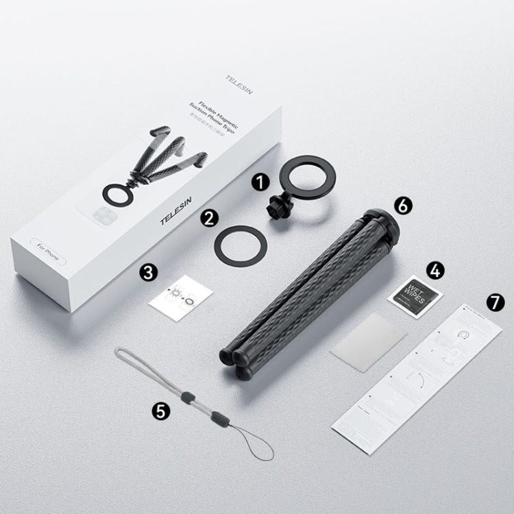 TELESIN P3-FM-02 Flexible Magnetic Suction Mobile Phone Tripod Magsafe Octopus Desktop Fixed Bracket - free shipping - PMC TechLife - Order now!