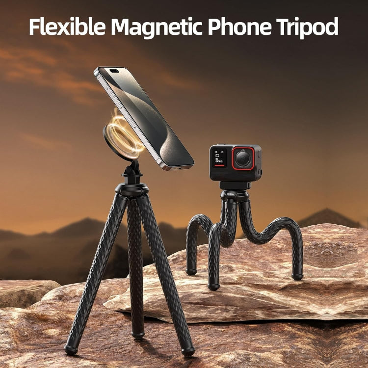 TELESIN P3-FM-02 Flexible Magnetic Suction Mobile Phone Tripod Magsafe Octopus Desktop Fixed Bracket - free shipping - PMC TechLife - Order now!