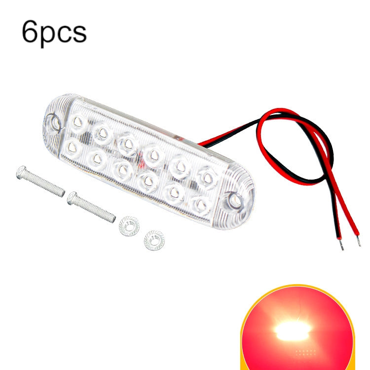 6pcs 12-Bead LED Flashing Warning Lights Motorcycle RV Signal Lights(Red Light) - Clearance Lights by PMC TechLife | Online Shopping South Africa | PMC TechLife | Buy Now Pay Later Mobicred