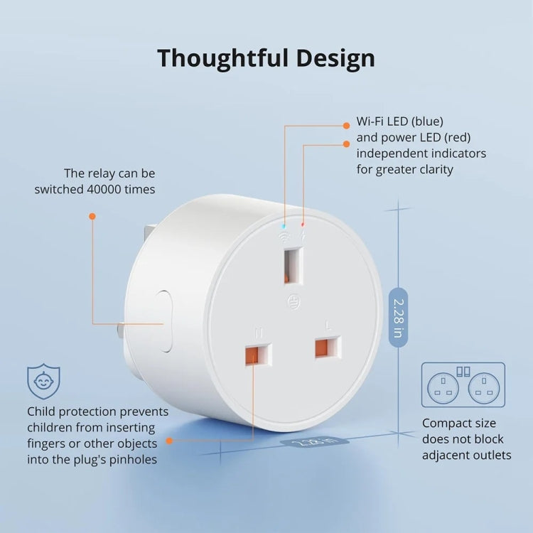 SONOFF S60TPG UK Plug Smart WiFi Socket Electricity Time Switching Voice Control - Smart Socket by SONOFF | Online Shopping South Africa | PMC TechLife | Buy Now Pay Later Mobicred