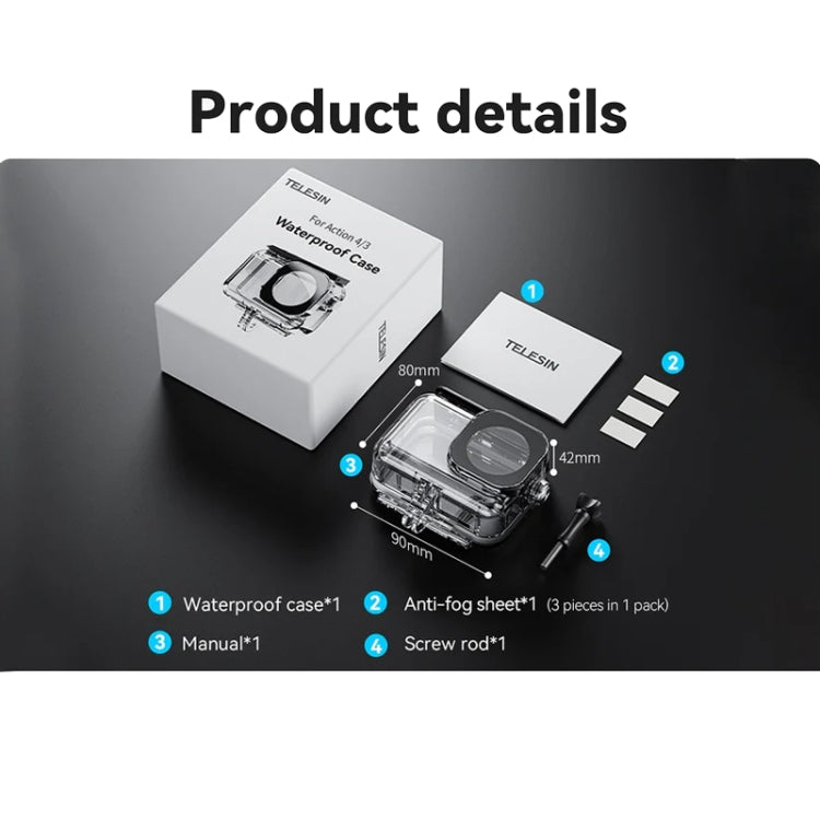 For DJI Osmo Action 3 / 4 TELESIN OA-WTP-003 45m Waterproof Shell Sealed Diving Case - Case & Bags by TELESIN | Online Shopping South Africa | PMC TechLife | Buy Now Pay Later Mobicred