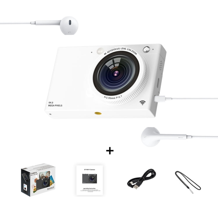 High-Definition CCD Digital Camera 64 Million WiFi Card Camera, Color: White + Headphone Cable - Video Cameras by PMC TechLife | Online Shopping South Africa | PMC TechLife | Buy Now Pay Later Mobicred