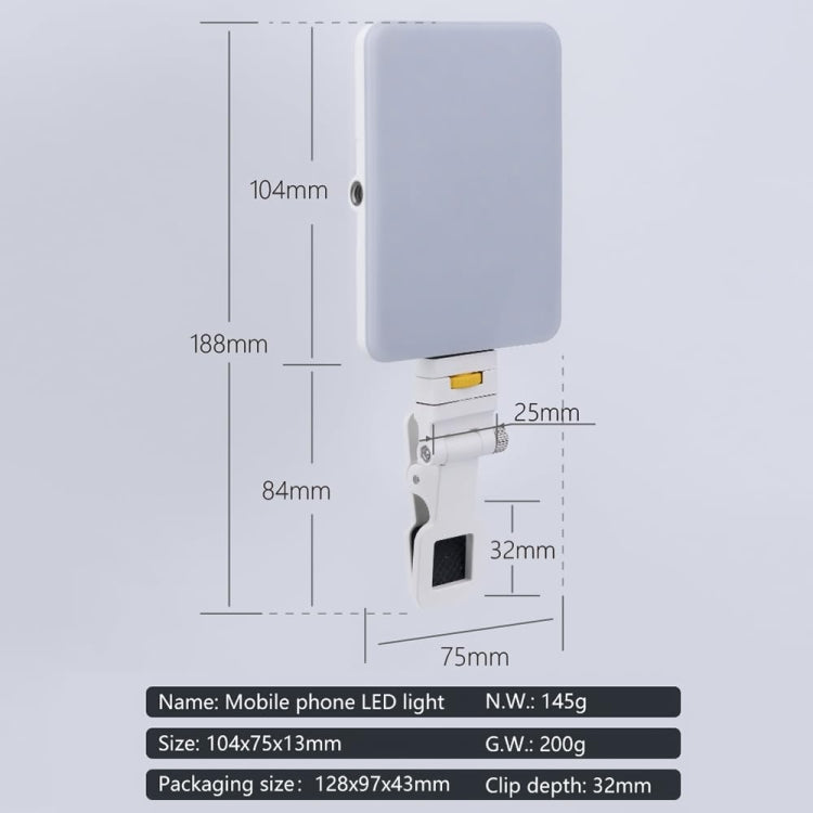 60 LEDs Rechargeable Clip Fill Light With Front & Back Clip Adjusted 3 Light Modes For Phone, Spec: B Type Blue - Selfie Light by PMC TechLife | Online Shopping South Africa | PMC TechLife | Buy Now Pay Later Mobicred