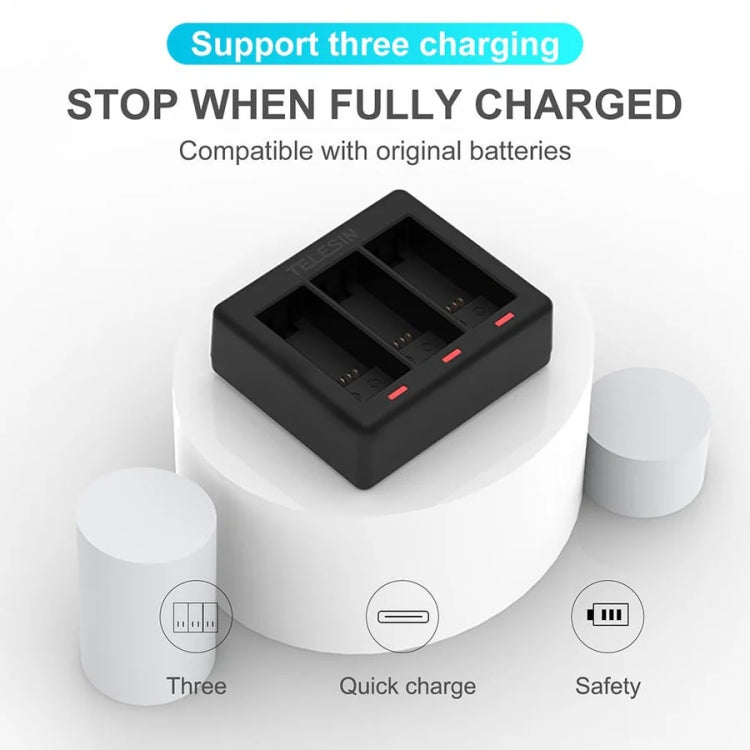 TELESIN GP-BCG-902 Battery 3 Slots Charger For GoPro HERO12 Black / HERO11 Black / HERO10 Black / HERO9 Black - Charger by TELESIN | Online Shopping South Africa | PMC TechLife | Buy Now Pay Later Mobicred