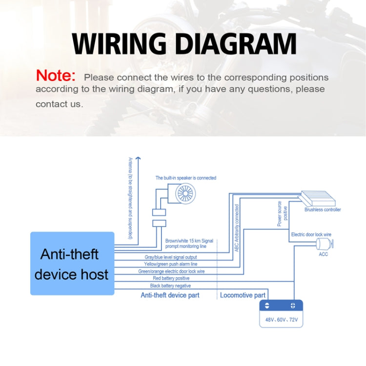 Electric Vehicle Anti-theft Remote Alarm Keyless Quick Vehicle Search(48-72V) - Theft Protection by PMC TechLife | Online Shopping South Africa | PMC TechLife | Buy Now Pay Later Mobicred