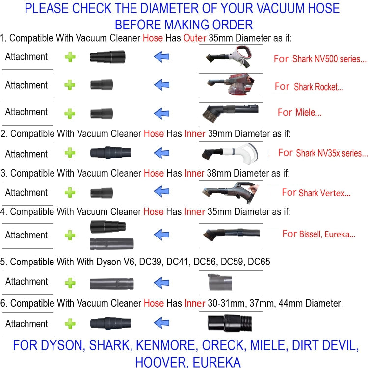 9 In 1 Set 4 Universal Vacuum Attachments 32mm Nozzle Adapter Accessories Cleaning Kit - Other Accessories by PMC TechLife | Online Shopping South Africa | PMC TechLife | Buy Now Pay Later Mobicred