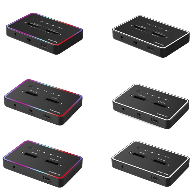 RGB Dual SATA Blueendless M.2 Dual-Slot Hard Drive Base Solid State Hard Drive Box, US Plug - HDD Enclosure by PMC Jewellery | Online Shopping South Africa | PMC Jewellery | Buy Now Pay Later Mobicred