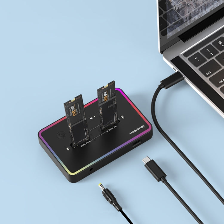 Dual NVME or Dual SATA Blueendless M.2 Dual-Slot Hard Drive Base Solid State Hard Drive Box, US Plug - HDD Enclosure by PMC Jewellery | Online Shopping South Africa | PMC Jewellery | Buy Now Pay Later Mobicred