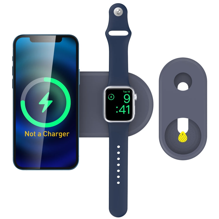For Apple Watch / iPhone AhaStyle PT135 2 In 1 Silicone Wireless Charging Base(Midnight Blue) - free shipping - PMC TechLife - Order now!