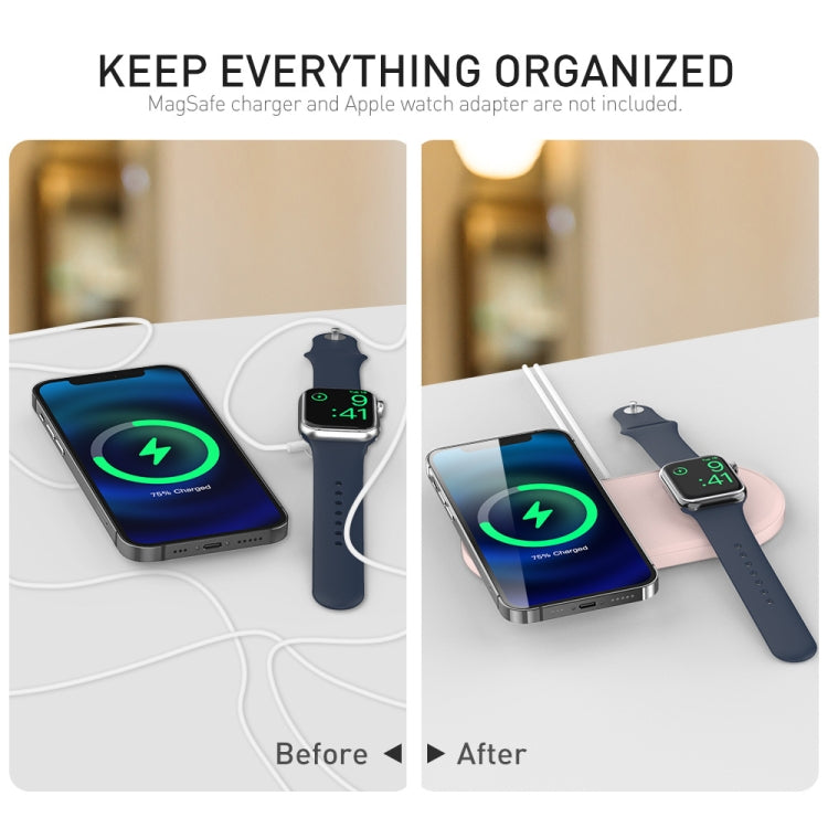 For Apple Watch / iPhone AhaStyle PT135 2 In 1 Silicone Wireless Charging Base(Grey) - Charger / Holder by AhaStyle | Online Shopping South Africa | PMC TechLife | Buy Now Pay Later Mobicred