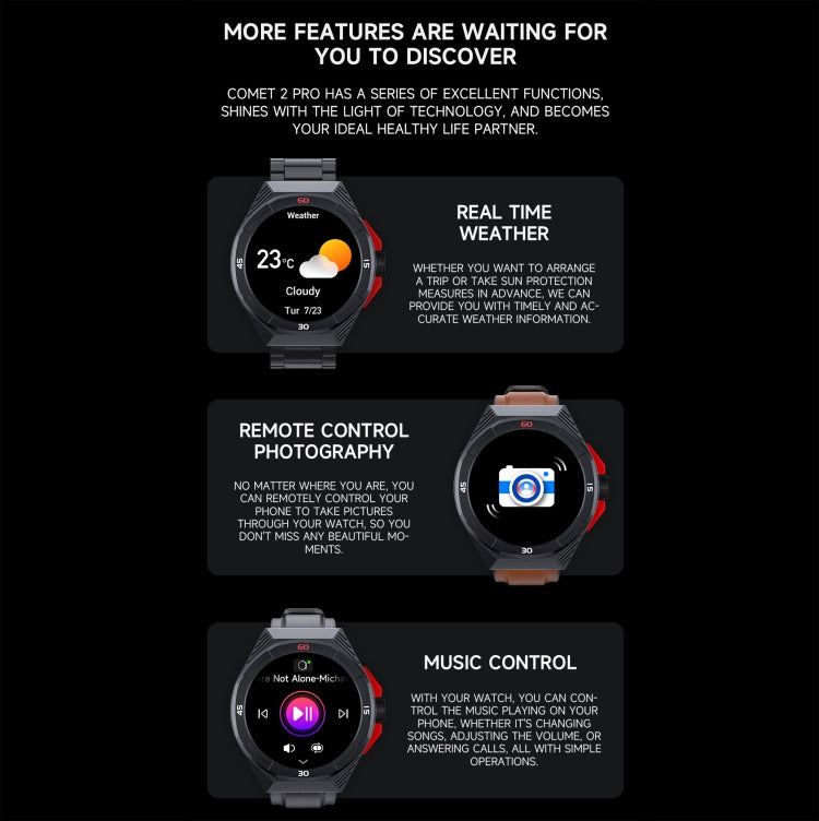 LOKMAT COMET2 PRO 1.46-Inch 5ATM Waterproof Bluetooth Call Smart Watch, Color: Black Leather - Smart Watches by LOKMAT | Online Shopping South Africa | PMC TechLife | Buy Now Pay Later Mobicred