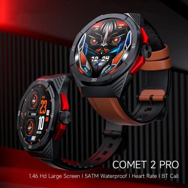 LOKMAT COMET2 PRO 1.46-Inch 5ATM Waterproof Bluetooth Call Smart Watch, Color: Brown Leather - free shipping - PMC TechLife - Order now!