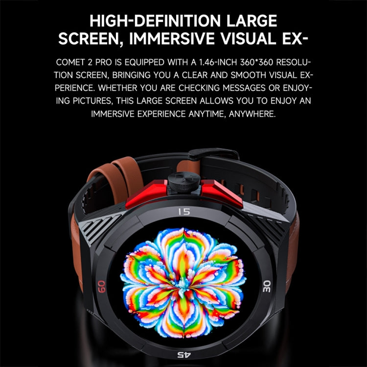 LOKMAT COMET2 PRO 1.46-Inch 5ATM Waterproof Bluetooth Call Smart Watch, Color: Brown Leather - free shipping - PMC TechLife - Order now!