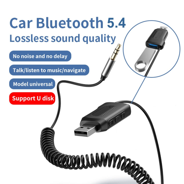 Bluetooth 5.4 Adapter Car Bluetooth Receiver Support U Disk Play AUX To USB - Bluetooth Adapters by PMC TechLife | Online Shopping South Africa | PMC TechLife | Buy Now Pay Later Mobicred