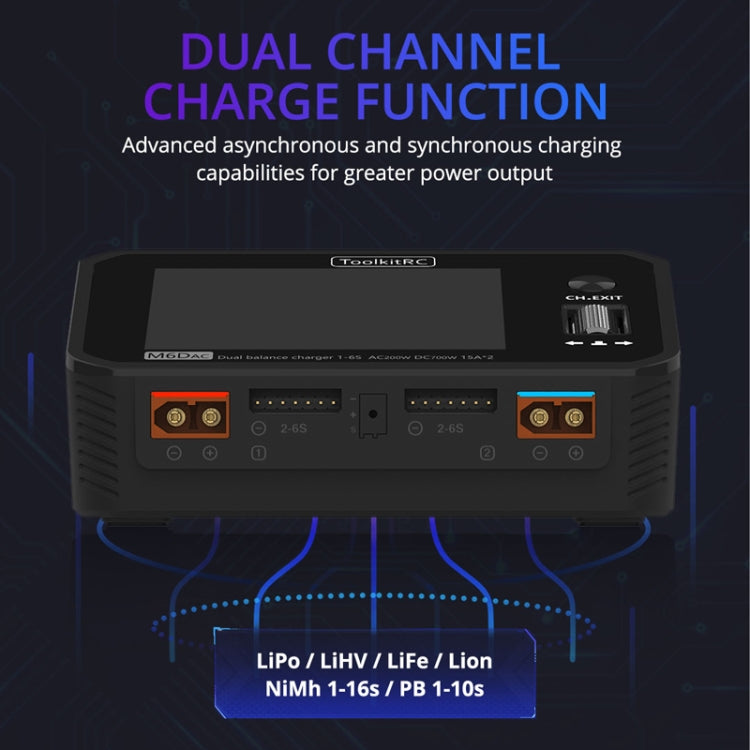 ToolkitRC M6DAC Dual Way Aeromodelling Drone Li-Po Battery Balance Charger(EU Plug) - free shipping - PMC Jewellery - Order now!