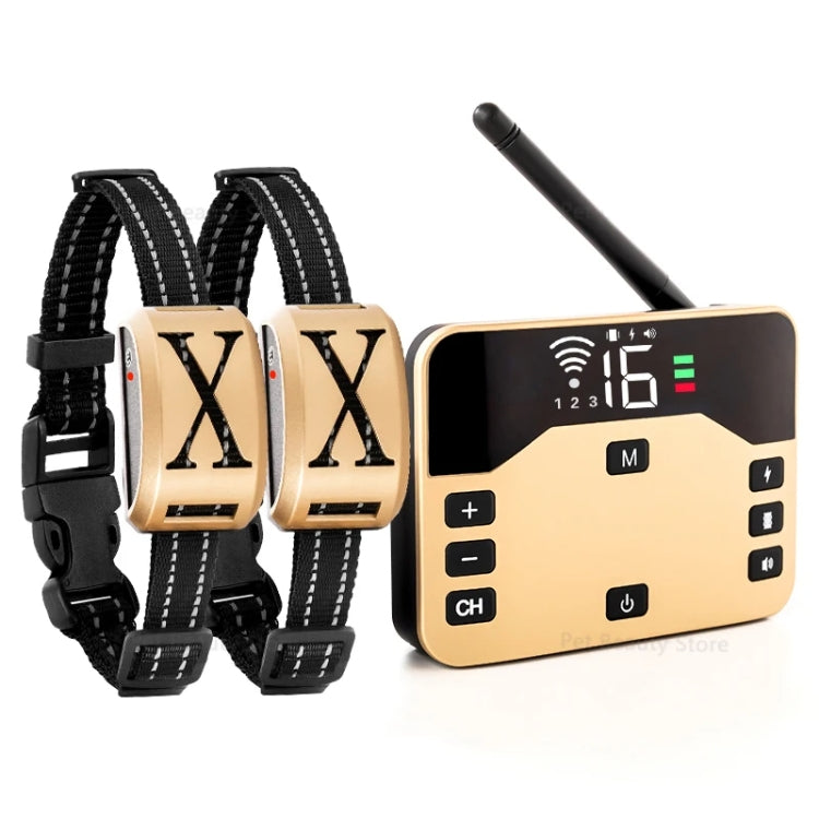 1 Drag 2 Pet Electronic Fence Wireless Stop Barker Outdoor Dog Collar Remote Control Dog Trainer(Gold) - Training Aids by PMC TechLife | Online Shopping South Africa | PMC TechLife | Buy Now Pay Later Mobicred