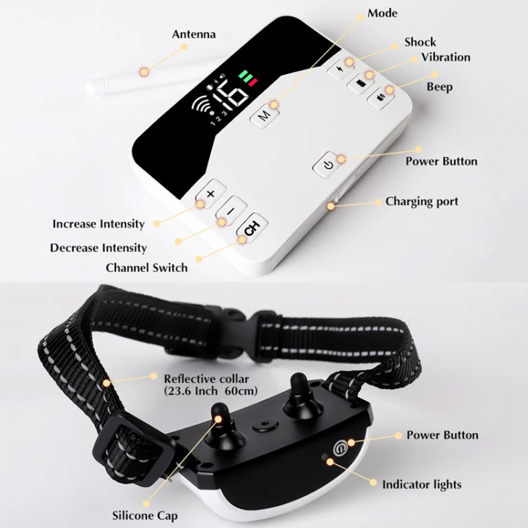 1 Drag 2 Pet Electronic Fence Wireless Stop Barker Outdoor Dog Collar Remote Control Dog Trainer(Gold) - Training Aids by PMC TechLife | Online Shopping South Africa | PMC TechLife | Buy Now Pay Later Mobicred