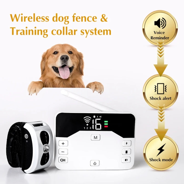 1 Drag 2 Pet Electronic Fence Wireless Stop Barker Outdoor Dog Collar Remote Control Dog Trainer(Gold) - Training Aids by PMC TechLife | Online Shopping South Africa | PMC TechLife | Buy Now Pay Later Mobicred