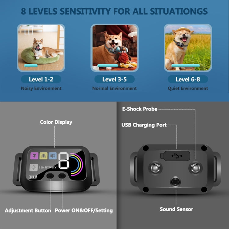 Color Screen Stop Bark Dog Trainer Anti Barking Pet Supplies(Black) - Training Aids by PMC TechLife | Online Shopping South Africa | PMC TechLife | Buy Now Pay Later Mobicred