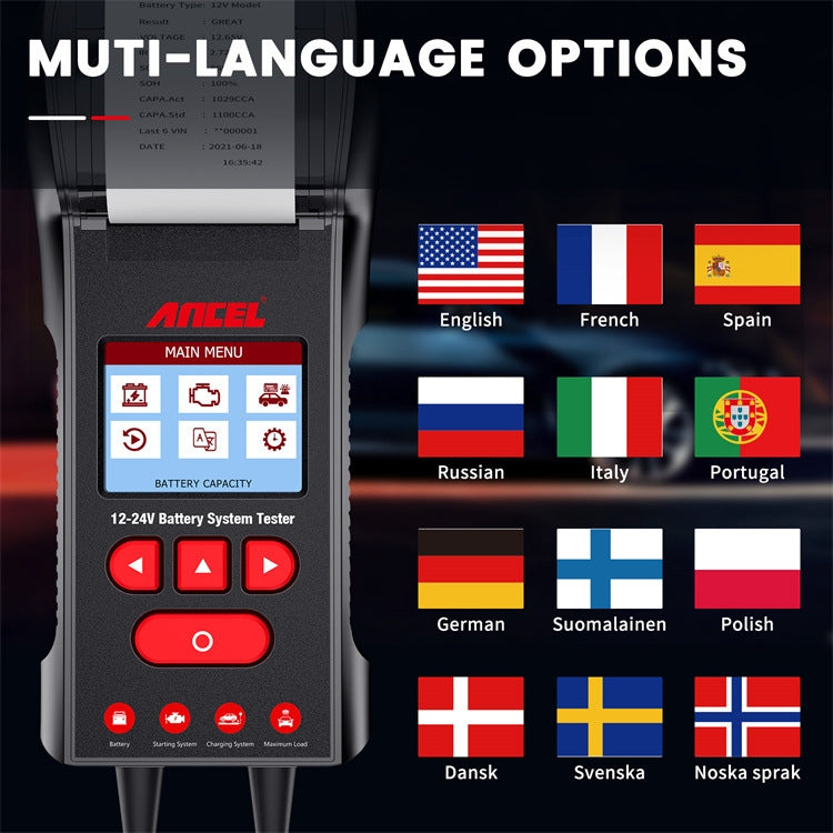 ANCEL 12V/24V Printer-Type Car Battery Tester Battery Power CCA Internal Resistance Life Detector(BST600) - free shipping - PMC TechLife - Order now!