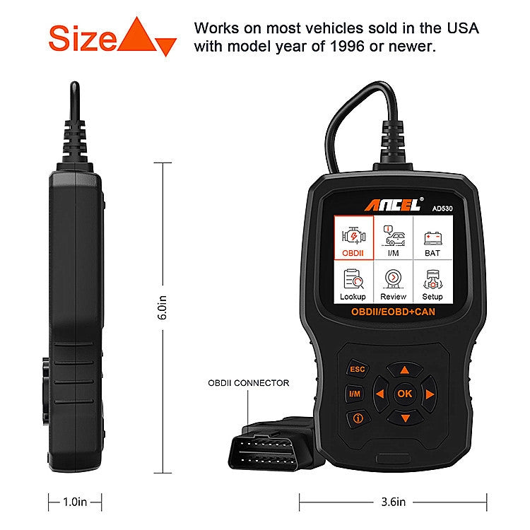 ANCEL AD530 2.8-Inch Screen OBD2 Car Engine Tester Car Battery Test Tool - free shipping - PMC TechLife - Order now!