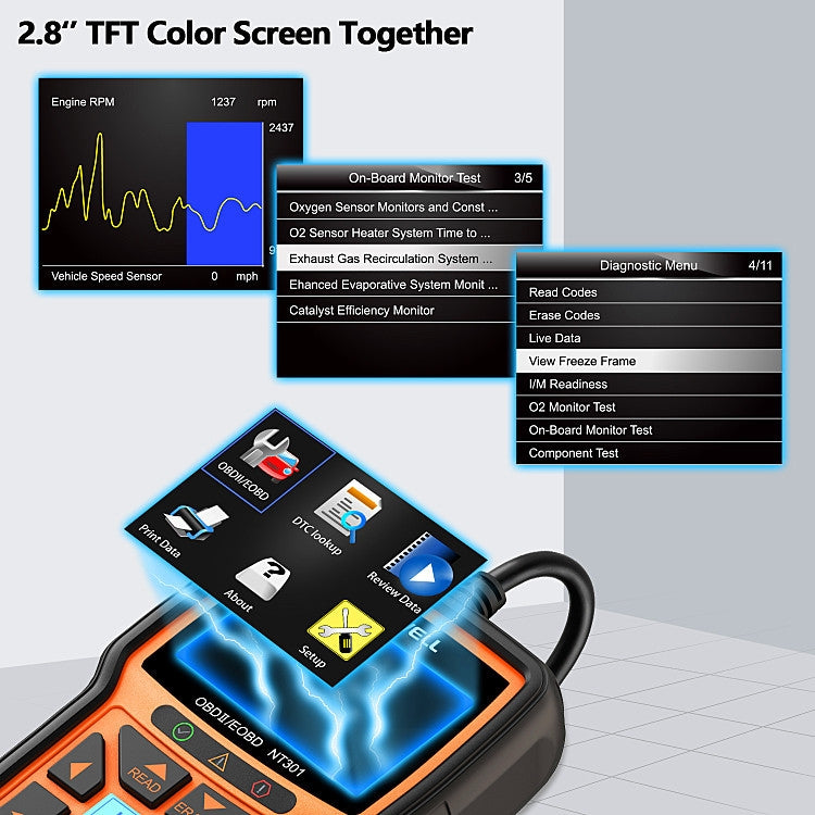 FOXWELL NT301 OBD2 Car Fault Diagnostic Instrument Live Data Code Reader Tool - free shipping - PMC TechLife - Order now!