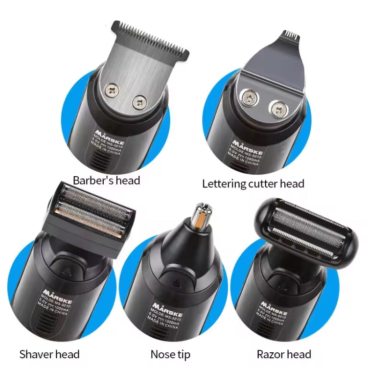MARSKE MS-5010 Electric Hair Clipper 5 In 1 Multi-function Shaver Rechargeable Styler(USB Without Plug) - Hair Trimmer by MARSKE | Online Shopping South Africa | PMc TechLife | Buy Now Pay Later Mobicred