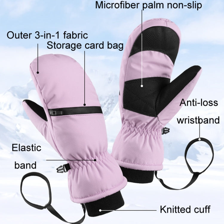 Winter Padded Ski Gloves Outdoor Windproof Warm Sports Gloves, Size: M(Light Purple) - Safety Gloves by PMC TechLife | Online Shopping South Africa | PMC TechLife | Buy Now Pay Later Mobicred
