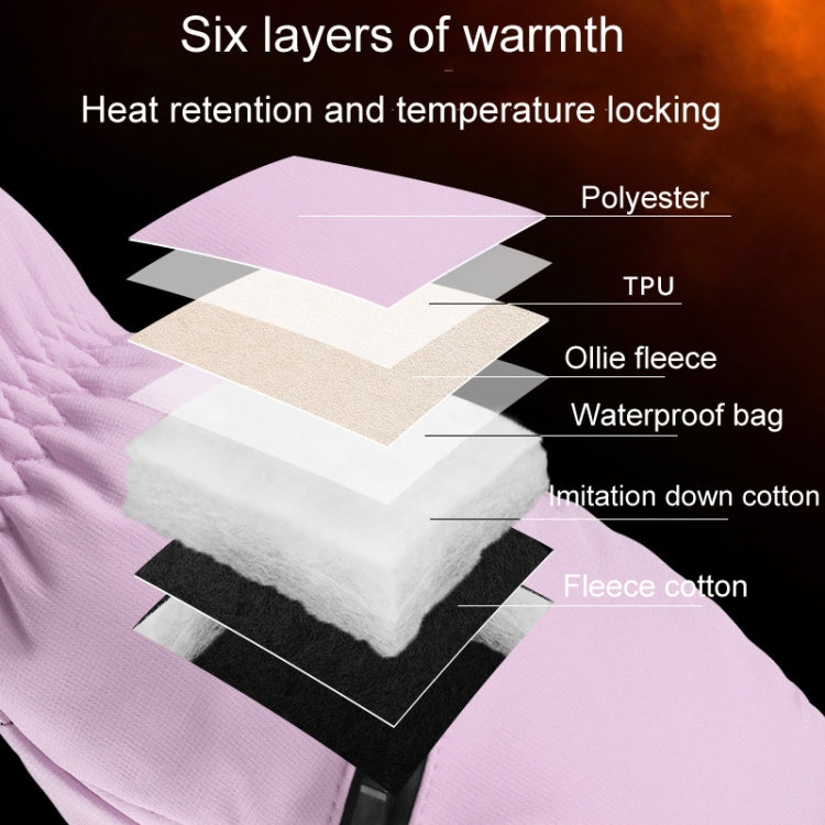 Winter Padded Ski Gloves Outdoor Windproof Warm Sports Gloves, Size: XS(Light Purple) - Safety Gloves by PMC TechLife | Online Shopping South Africa | PMC TechLife | Buy Now Pay Later Mobicred