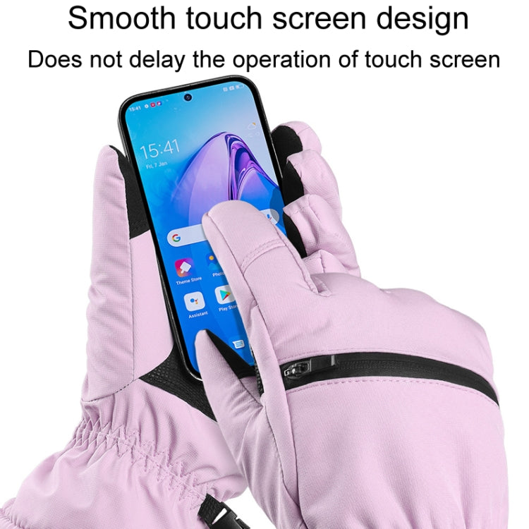 Winter Padded Ski Finger Gloves Outdoor Windproof Warm Sports Gloves, Size: M(Light Purple) - Full Finger Gloves by PMC TechLife | Online Shopping South Africa | PMC TechLife | Buy Now Pay Later Mobicred
