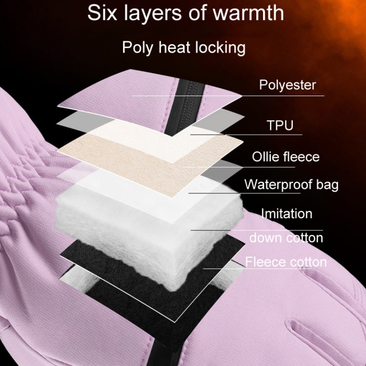 Winter Padded Ski Finger Gloves Outdoor Windproof Warm Sports Gloves, Size: M(Light Purple) - Full Finger Gloves by PMC TechLife | Online Shopping South Africa | PMC TechLife | Buy Now Pay Later Mobicred