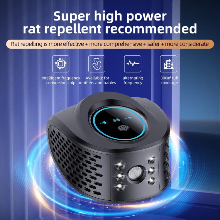 QSQ218 Multifunctional LED Household Indoor High-power Ultrasonic Mouse Repellent EU Plug(Black) - Repellents by PMc TechLife | Online Shopping South Africa | PMc TechLife | Buy Now Pay Later Mobicred
