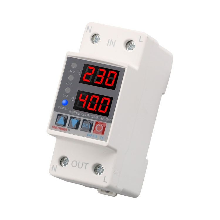 SINOTIMER SVP-718 40A Adjustable Self-resetting Intelligent Over-voltage and Under-voltage Protector 220V AC - free shipping - PMC TechLife - Order now!