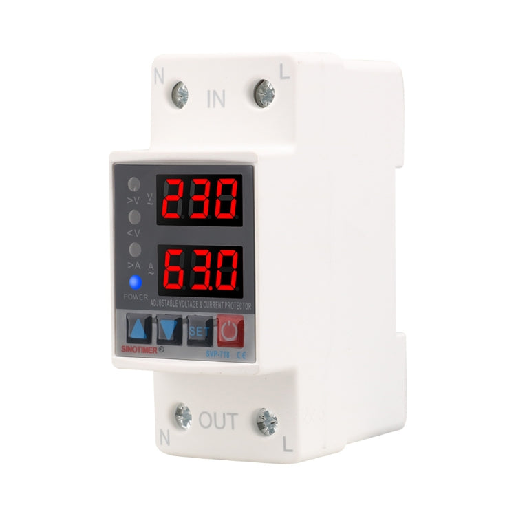 SINOTIMER SVP-718 63A Adjustable Self-resetting Intelligent Over-voltage and Under-voltage Protector 220V AC - free shipping - PMC TechLife - Order now!