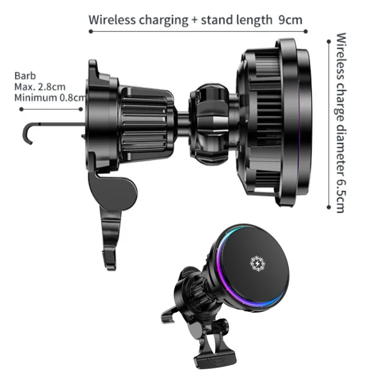 15W Car Wireless Charger Semiconductor Heat Dissipation Mobile Phone Holder RGB Light(Black) - Wireless Charger Holders by PMC TechLife | Online Shopping South Africa | PMC TechLife | Buy Now Pay Later Mobicred