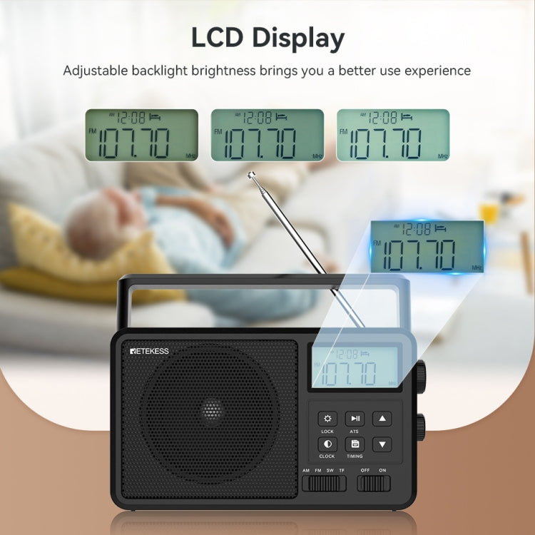 Retekess TR638 LCD Digital Display Full-Band Bluetooth FM Radio Support External Antenna(EU Plug) - free shipping - PMC TechLife - Order now!