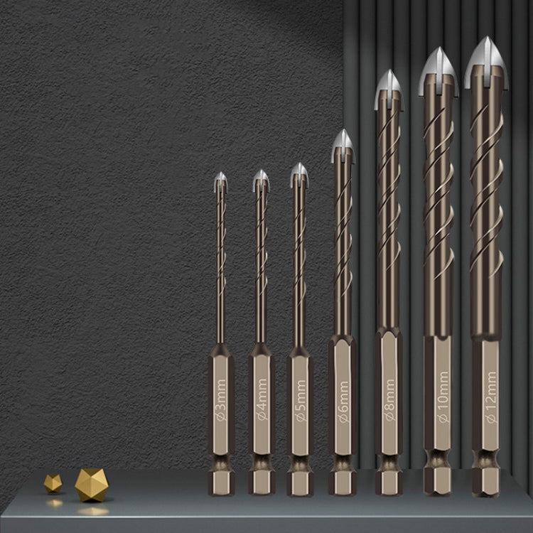 10mm Hexagonal Shank Spiral Flute Cross Alloy Drill Bits Glass Tile Four Edge Drivers - Drill & Drill Bits by PMC TechLife | Online Shopping South Africa | PMC TechLife | Buy Now Pay Later Mobicred