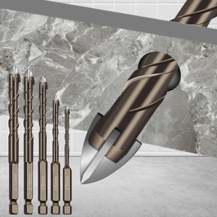 6mm Hexagonal Shank Spiral Flute Cross Alloy Drill Bits Glass Tile Four Edge Drivers - Drill & Drill Bits by PMC TechLife | Online Shopping South Africa | PMC TechLife | Buy Now Pay Later Mobicred