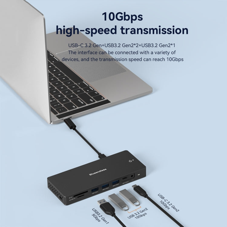 Blueendless 12-In-1 HD Multifunctional Docking Station 10Gbps Splitter With Switch(8K+4K HDMI x 2) - free shipping - PMC Jewellery - Order now!