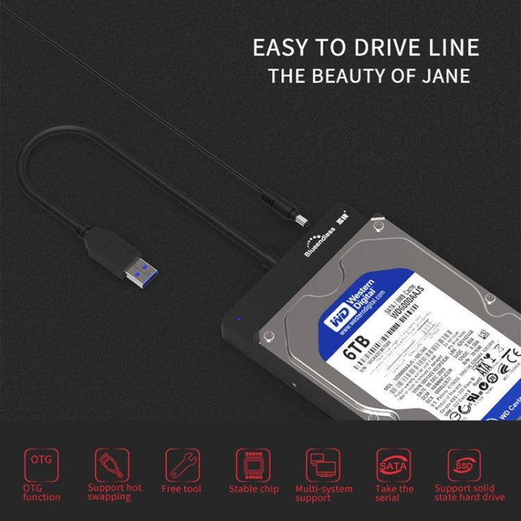 Blueendless US35 USB3.0 To SATA Adapter 2.5 / 3.5-Inch Hard Drive SSD Reader, Spec: USB3.0 EU Plug - free shipping - PMC Jewellery - Order now!