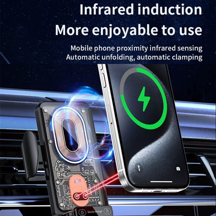 120W Transparent Car Wireless Charger Cell Phone Holder Magnetic Fast Charger(Black) - Wireless Charging Bracket by PMC TechLife | Online Shopping South Africa | PMC TechLife | Buy Now Pay Later Mobicred