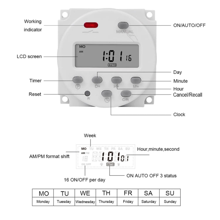 SINOTIMER  CN101A  5V  16A Digital LCD Timer Switch Programmable Timer Controller - Switch by SINOTIMER | Online Shopping South Africa | PMC TechLife | Buy Now Pay Later Mobicred