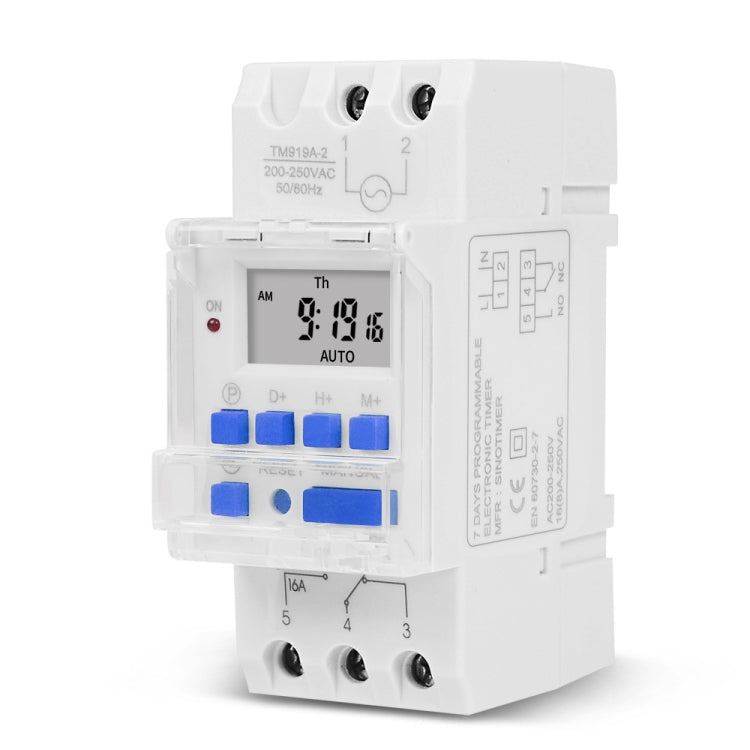 SINOTIMER TM919A-110V 16A Din Rail Mount Digital Timer Switch Microcomputer Weekly Programmable Time Relay Control - Switch by SINOTIMER | Online Shopping South Africa | PMC TechLife | Buy Now Pay Later Mobicred