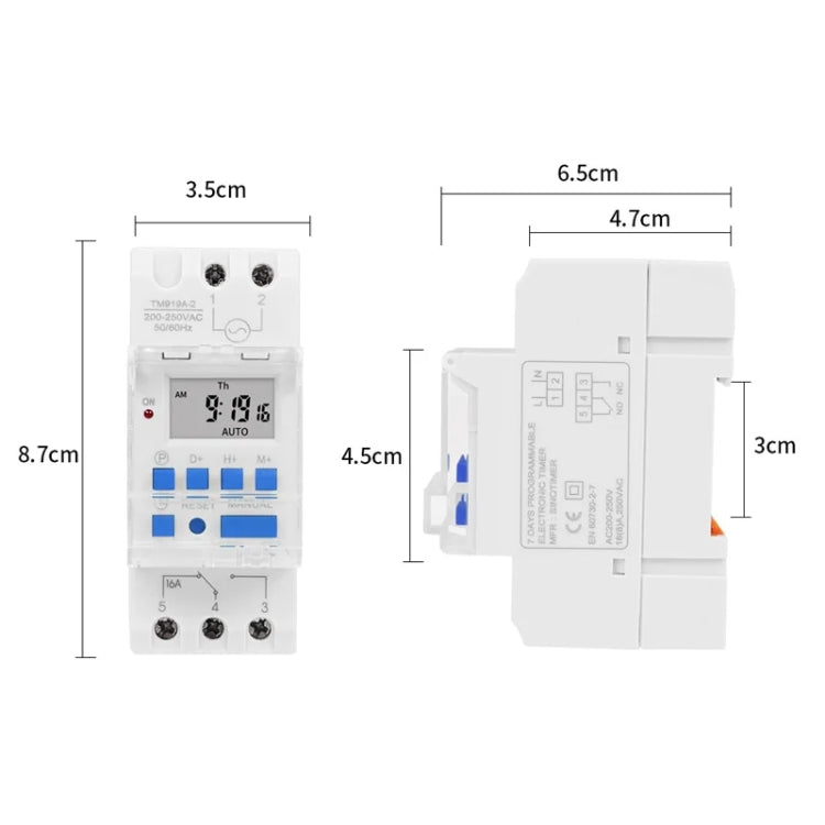 SINOTIMER TM919A-2 220V 16A Din Rail Mount Digital Timer Switch Microcomputer Weekly Programmable Time Relay Control - free shipping - PMC TechLife - Order now!